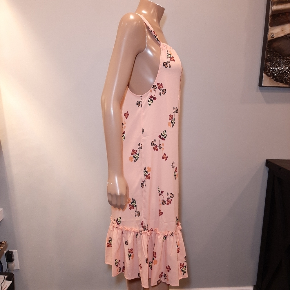NEW Vero Moda Floral Tie Halter Dress Belted Pink Shift Ruffle Flounce Size XS - Picture 9 of 14